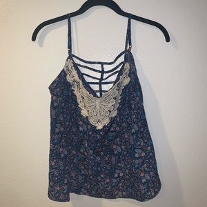 Floral and lace tank